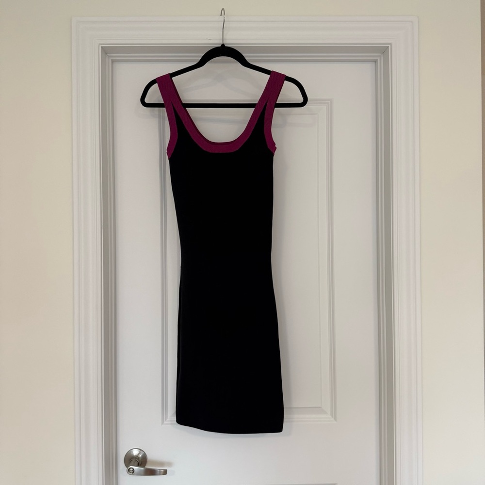 Elegant Black Dress with Pink Accents